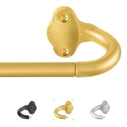 "TVWOO 5/8"" Diameter Blackout Wrap Around Curtain Rods for Room Darkening Curved Invisible Single Curtain Rod 28-48 Inch Gold Brass"