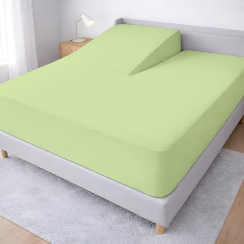 "34"" Split Head Flex King Fitted Sheet, Soft Brushed Microfiber, Sage"