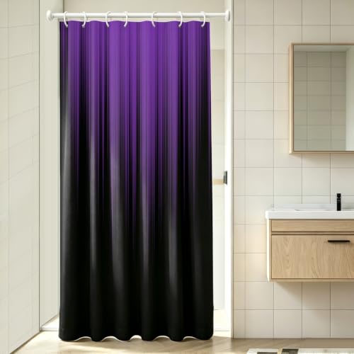 AAtter Purple and Black Ombre Stall Shower Curtain 36x72 Inch, Modern Gradient Abstract Polyester Fabric Bathroom Decor with 7 Hooks, Designed for Narrow Walk-in Spaces
