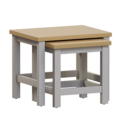 Vida Designs Arlington Nest of 2 Tables Side End Modern Table Set MDF Square Furniture (Grey)