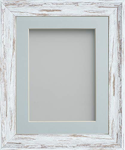 Frame Company Lynton Driftwood Photo Frame with Light Blue Mount, 7x5 for 6x4 inch, fitted with perspex