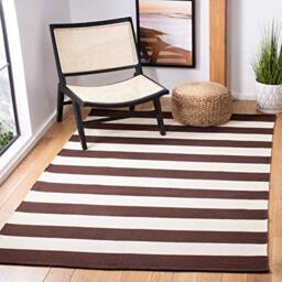 Safavieh Modern Indoor Flatweave Rectangle Area Rug, Montauk Collection, MTK712, in Chocolate / Ivory, 152 X 244 cm for Living Room, Bedroom or Any Indoor Space