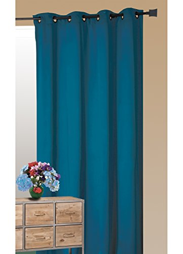 HomeMaison Thermal Insulated Curtain, Polyester, Petrol, 260 x 140 cm