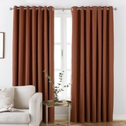 furn. Moon Eyelet Blackout Curtains, Polyester, Burnt Orange, 168 x 137cm