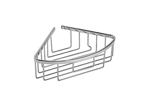 Croydex Slimline Wall Mounted Corner Shower Caddy - Aluminium Bathroom Storage Basket - Home Essentials - Simple Screw Fix Installation - Rust Free - Max Load 5kg