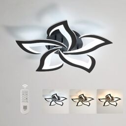 Comely LED Ceiling Light Dimmable, Black Ceiling Lamp with Remote Control, 40W 4700LM 3000K-6500K Dia 58cm, Acrylic Modern Ceiling Light for Bedroom Living Room [Energy Class E]