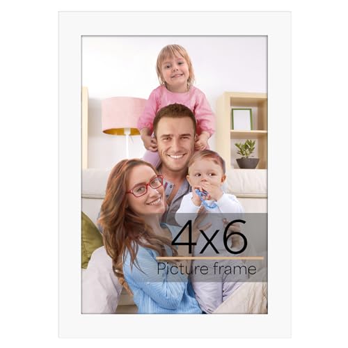 Giftgarden 4x6 Picture Frame White, 4 by 6 Thin Photo Frame for Wall Tabletop Display, Single