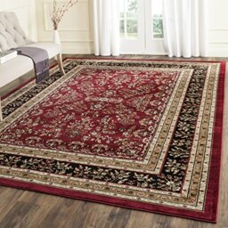 SAFAVIEH Traditional Rug for Living Room, Dining Room, Bedroom - Lyndhurst Collection, Short Pile, in Red and Black, 240 x 300 cm