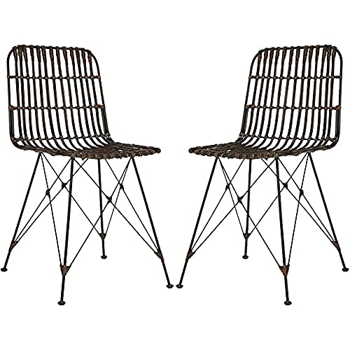 SAFAVIEH Modern Set of 2 Bar & Counter Stool, in Brown and Black