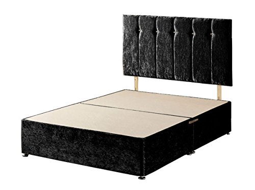 WINDSOR Velvet Divan Base, Fabric, Black, Single