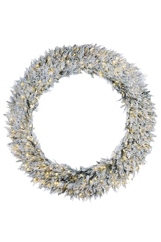 Pre-Lit Snow Flocked Natural Fir Majestic Christmas Wreath