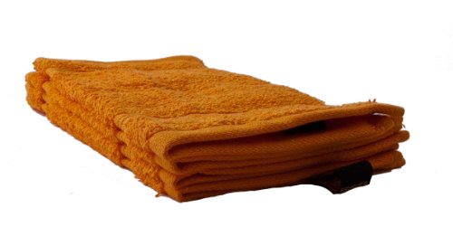 G??zze - Set of 4 New York Guest Towels, Luxuriously Soft and Absorbent, 100% Cotton, 30 x 50 cm - Orange