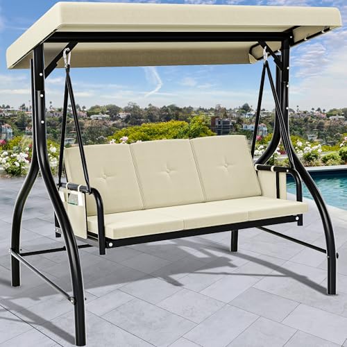 YITAHOME Canopy Garden Swing 3-Seats Outdoor Patio Seat Heavy Duty
