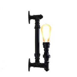 LEDSone Vintage Retro Mid Century Look Industrial Steampunk Water Pipe Wall Mount Metal Wall Light Rustic Style for Home Pub Bedroom Kitchen Hotel Farmhouse Bar E27 UK (Handle Style, Black)