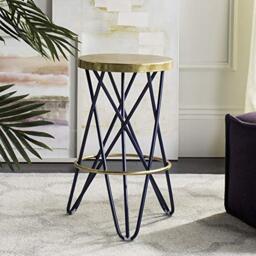 SAFAVIEH Modern Bar & Counter Stool, in Navy and Gold