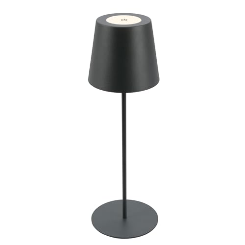 BRILONER - Rechargeable lamp with usb c, desk lamp with touch, dimmable, IP44, warm white light colour, bedside lamps, table lamp, battery lamp, table lamps for living room, 36x10.5cm, anthracite
