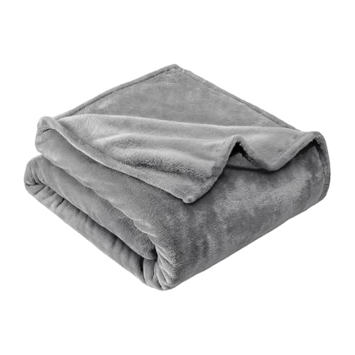 GRIFEMA Fleece Blanket 220x240 cm, Ultra Soft Fluffy Throw, Warm and Cozy Blanket for Sofa, Couch, and Bed, Ideal for All Seasons, Grey