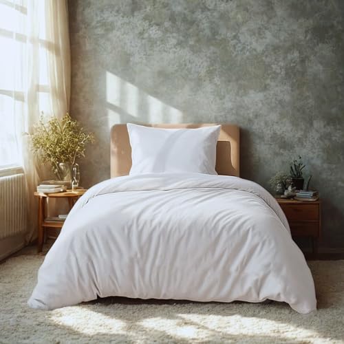 Komfortec Premium Bed Linen 135 x 200 cm with 1 Pillowcase 40 x 80 cm Brushed Microfibre - White