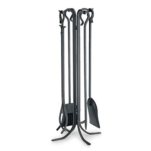 "Pilgrim Set Fireplace Tools, Forged Iron, Matte Black, 33"" Tall"