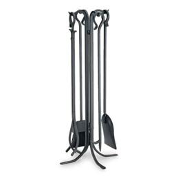 "Pilgrim Set Fireplace Tools, Forged Iron, Matte Black, 33"" Tall"