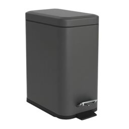 Relaxdays bathroom bin, 5 l, cosmetic bin with soft-close, matt finish, removable inner bin, pedal bin, dark grey