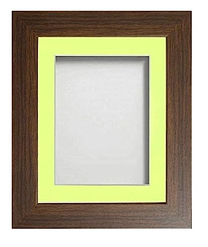 Frame Company Watson Brown Picture Photo Frame fitted with Perspex, 6x4 inch with Lemon Bon Bon Mount for image size 4x3 inch