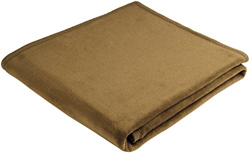 Biederlack Orion Plain Blanket Throw, Cotton Blend, Mustard Green, 150 x 200 cm