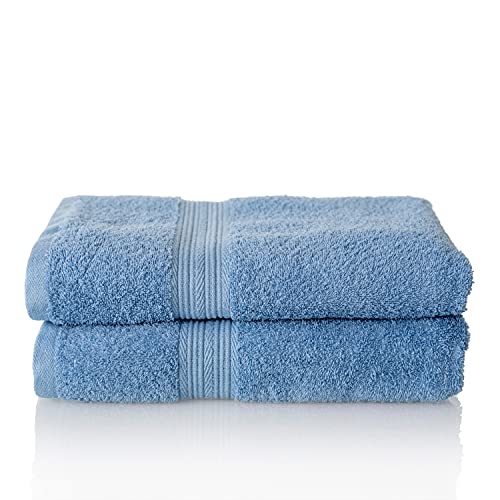 ALCLEAR set of terry hand towels, range of soft and highly absorbent towels, OEKOTEX 100 certified, 5 colours & 5 sizes, colour: JEANS BLUE, 2 x bath towels 70x140 cm