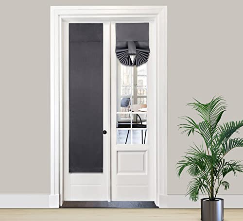 PI Blackout Front Door Curtain, Privacy Thermal Insulated Small Door Curtain for French Door/Sliding Door/Patio Door, 1 Panel (W12XL68, Dark Grey)