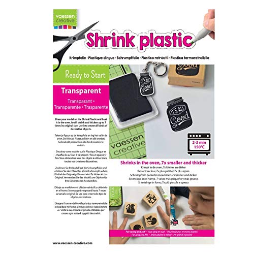 Vaessen Creative Shrink Plastic, Transparent, 250 Sheets, 21 x 30 cm, Fun Arts and Crafts Projects for All Ages