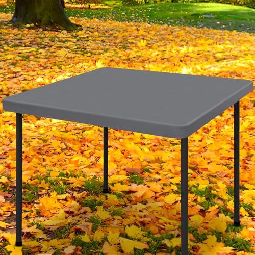 "Moosfor Spandex Square Table Cloth, Elastic Fitted Tablecloths for Picnic, Stretch Washable Patio Table Cover for Outdoor, Camping, Banquet and Parties (Grey, 42""x42"")"