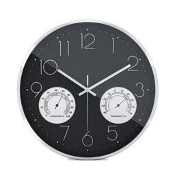 Mebus Wall Clock, Plastic Aluminium, Black, 35 cm