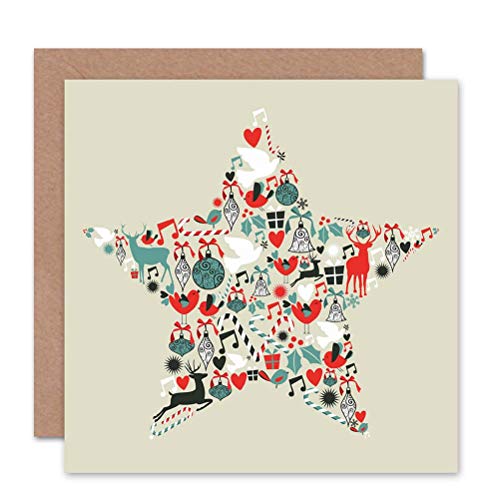 Wee Blue Coo CHRISTMAS STAR DOVE DECORATIONS DEER BLANK GREETINGS CARD