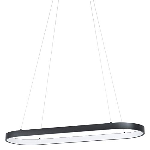 Eglo LED Pendant Light Codriales, 1-Light Hanging Lamp dimmable, Pendant Lamp Made of Steel and Plastic, Dining Table Light in Black and White, Hanging Living Room Lamp Warm White