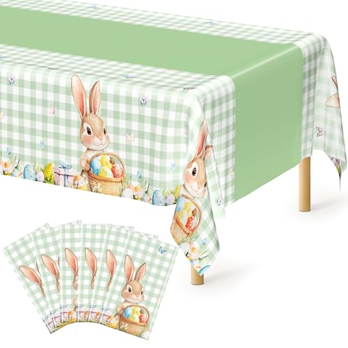QZYL 6pcs Disposable Easter Plastic Party Table Cover for Dinner