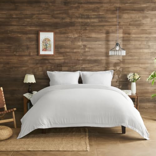 GC GAVENO CAVAILIA Premium Stripes Duvet Cover Sets - Breathable Double Bedding Set with Pillowcases - Easy Care, Soft Polyester Quilt Cover - Washable Bed Linen (200 x 200 cm) - White