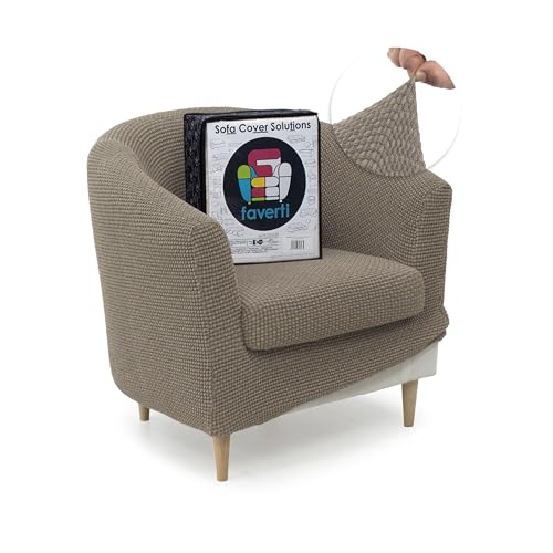 FAVERTI?? Super Elastic Club Armchair Cover with Seat Cover, Compatible with IKEA TULLSTA and BAKLA Armchairs - Model NOVELE - Linen - Quality Jacquard Fabric Cotton Feel