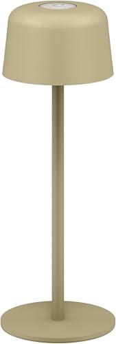 goobay Wireless LED Table Lamp 25 cm, 3 Brightness Levels, Touch Control, 150 lm, 3000 K, Warm White, Battery Life up to 12 Hours, IP44, Metal housing, incl. USB-C Charging Cable – Beige, 77678