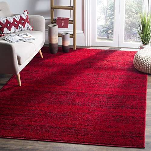SAFAVIEH Contemporary Rug for Living Room, Dining Room, Bedroom - Adirondack Collection, Short Pile, in Red and Black, 183 X 274 cm
