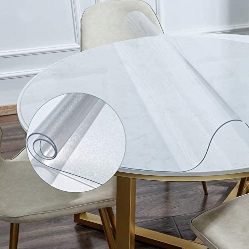 NECAUX 28 Inch Round Frosted Table Cover Protector, 1.5mm Thick Upgraded Version, Unshrinkable Waterproof Scratch Resistant Plastic Top Protector Circle Pad for Coffee and Living Room