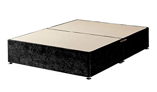 WINDSOR Velvet Divan Base, Fabric, Black, King, 2-Piece