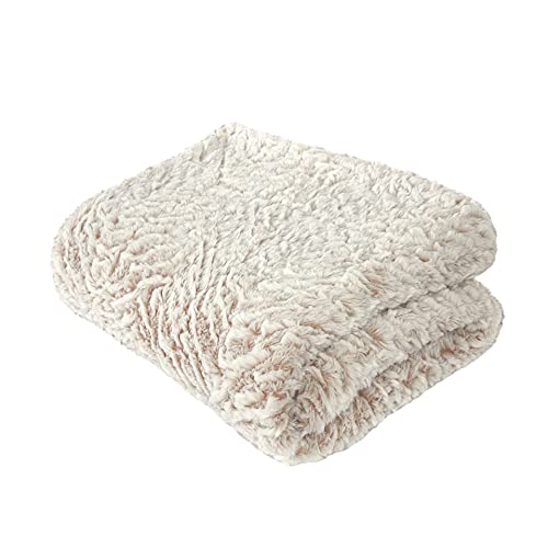 Sleepdown Luxury Tone Tone Faux Fur Natural Throw Over Sofa Super Soft Warm Cosy Bed Blanket Bedspread With - 150cm x 200cm