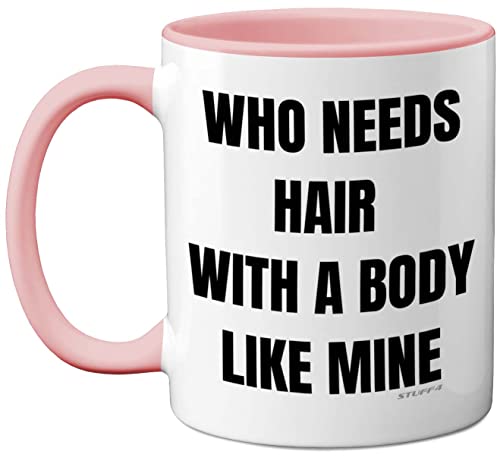 Stuff4 Bald Mug, Funny Birthday Gift for Him - Novelty 11oz Pink Ceramic Dishwasher Safe Mug, Baldi for Men, Dad, Christmas, Father's Day