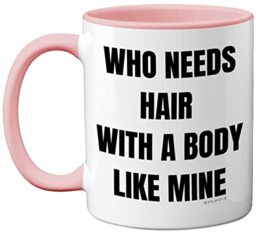 Stuff4 Bald Mug, Funny Birthday Gift for Him - Novelty 11oz Pink Ceramic Dishwasher Safe Mug, Baldi for Men, Dad, Christmas, Father's Day