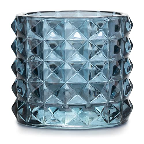 AmeliaHome Glass Tea Light Holder 7 x 6.5 cm Malaga Dark Blue
