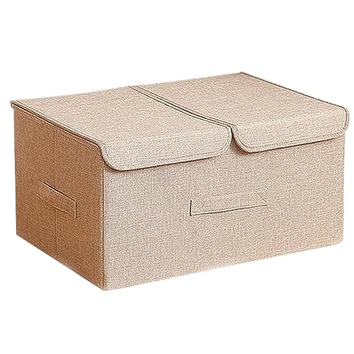 JOYBOS Large Foldable Fabric Clothes Storage Box with Lid Beige