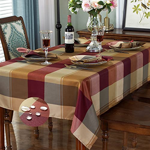 Rectangle Tablecloth 60 x 120 Inch Checkered Table Cloths Waterproof Anti-Shrink Soft and Wrinkle Resistant Decorative Fabric Table Cover for Kitchen Dinning Tabletop Outdoor(Rectangle/Oblong,Red)