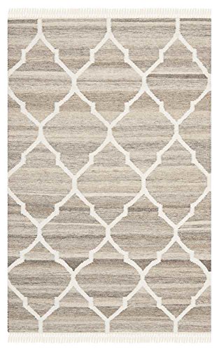 Safavieh Moroccan Boho Tribal Indoor Flatweave Rectangle Area Rug, Natural Kilim Collection, NKM317, in Light Grey / Ivory, 152 X 244 cm for Living Room, Bedroom or Any Indoor Space