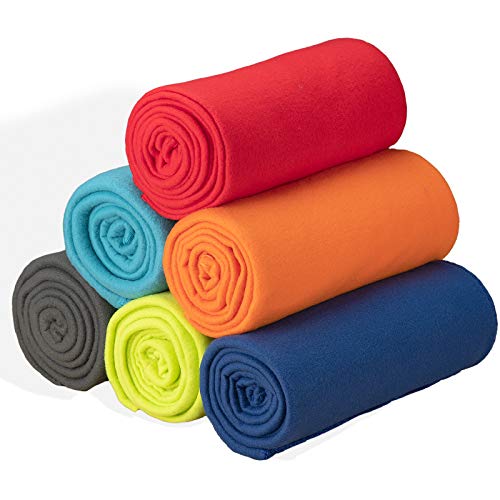 Special SG Glory Fleece Blanket Bulk Pack of 6 Cozy Fleece Throw Blankets 50x60 Warm Soft Lightweight Breathable Pet-Friendly for Deco Bed Sofa Kids Wedding Gifts Camping (Assorted)