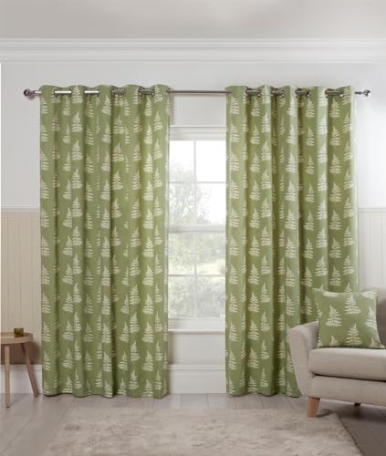 Sundour Esher Light Filtering Curtains Green 90x72